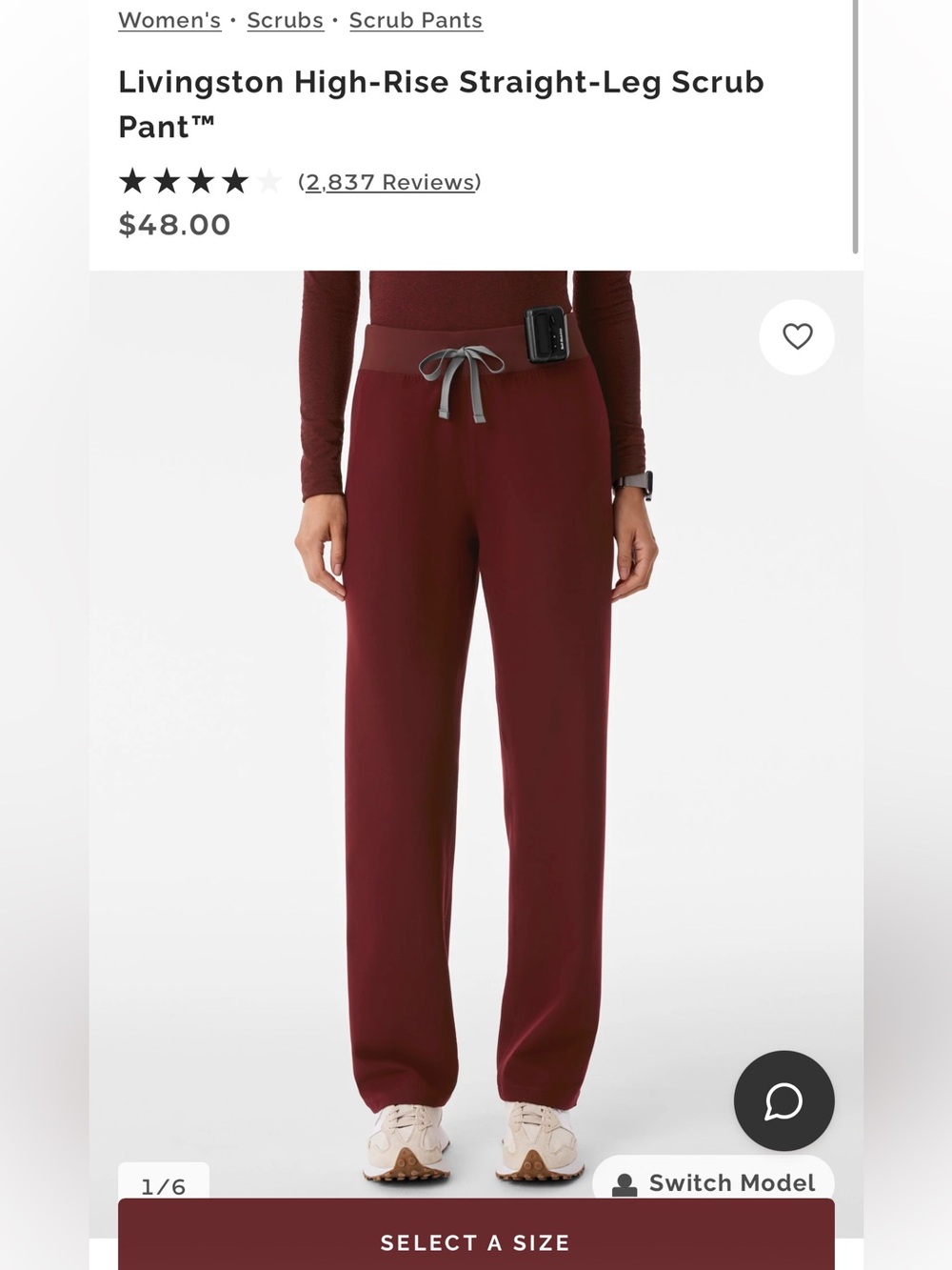 FIGS Livingston High-Rise Straight-Leg Scrub
Pant™ size XL